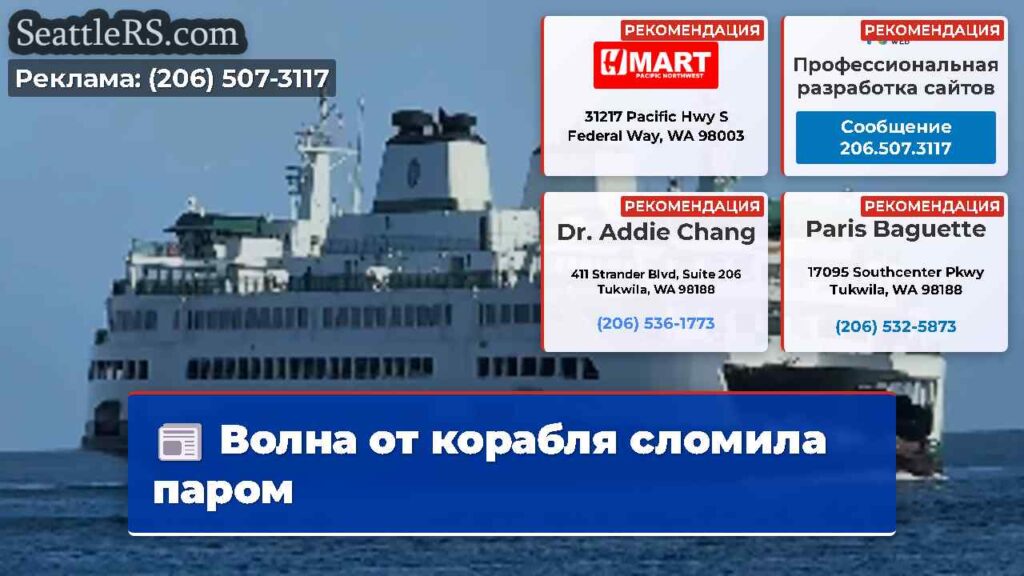 Волна от корабля сломила паром