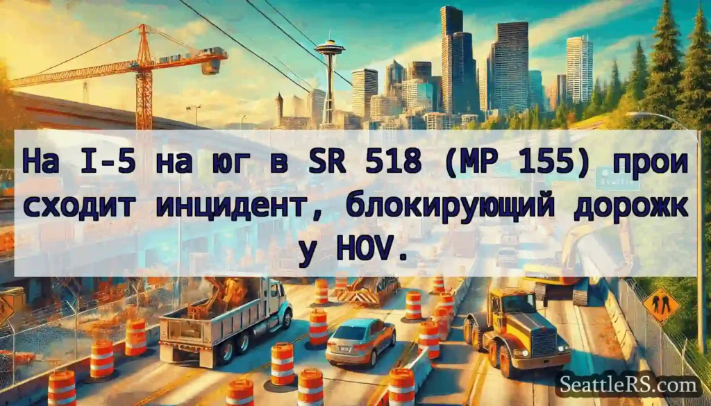 На I-5 на юг в SR 518 (MP 155) происходит