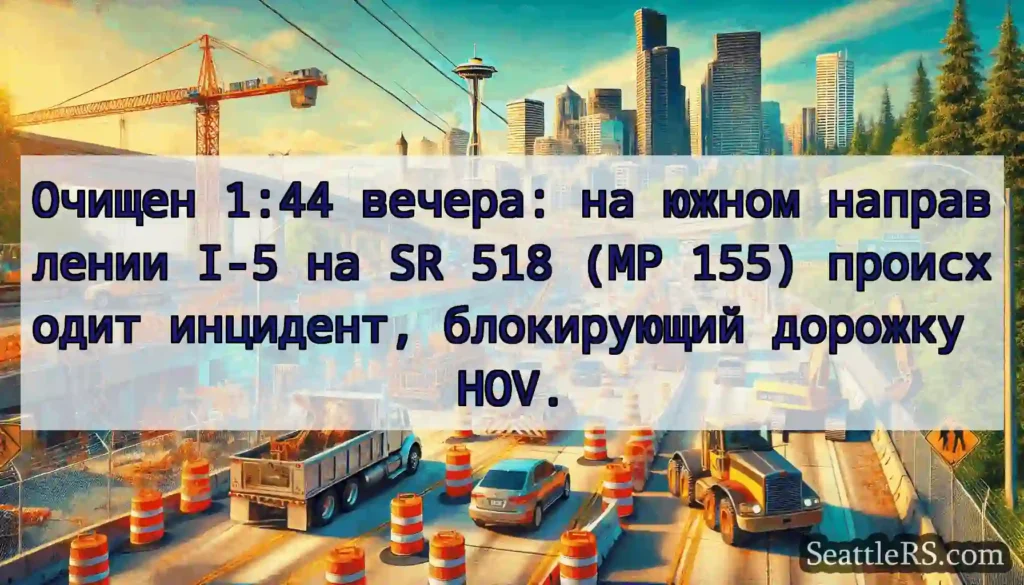 Очищен 1:44 вечера: на южном направлении I-5 на