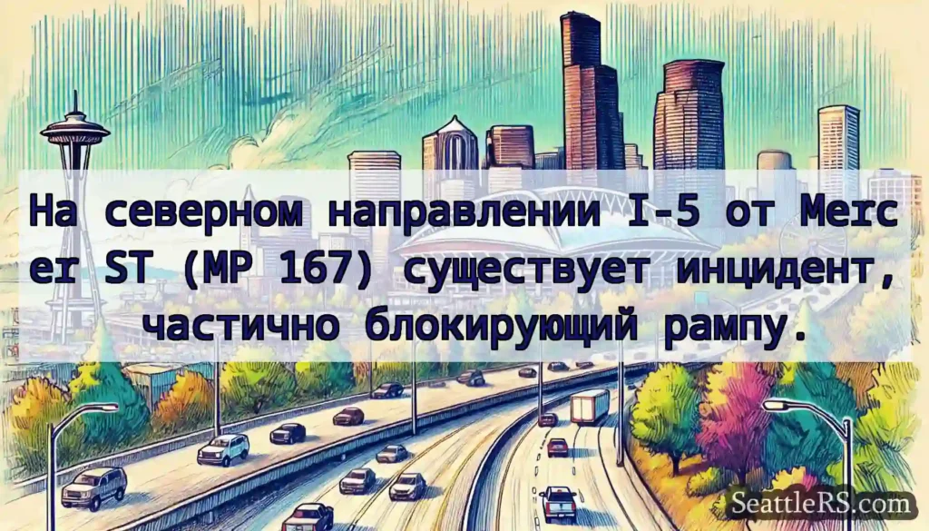 На северном направлении I-5 от Mercer ST (MP 167)