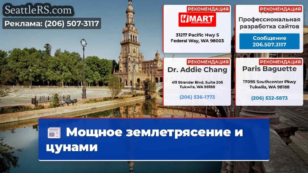 Мощное землетрясение и цунами
