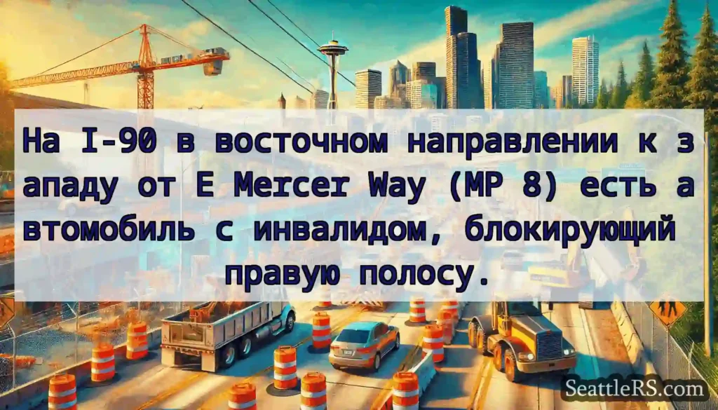 На I-90 в восточном направлении к западу от E