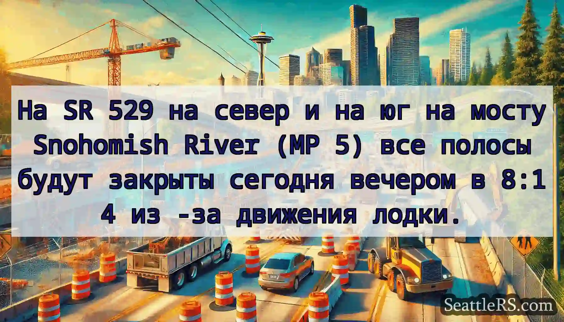 На SR 529 на север и на юг на мосту Snohomish