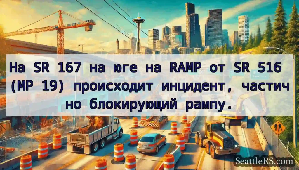 На SR 167 на юге на RAMP от SR 516 (MP 19)