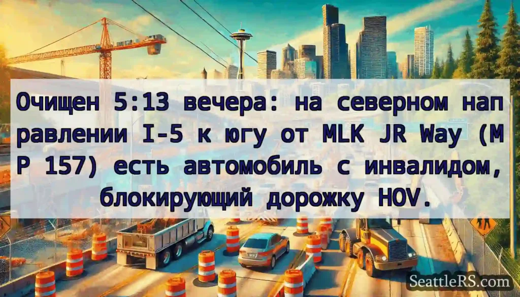 Очищен 5:13 вечера: на северном направлении I-5 к