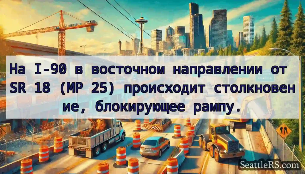 На I-90 в восточном направлении от SR 18 (MP 25)