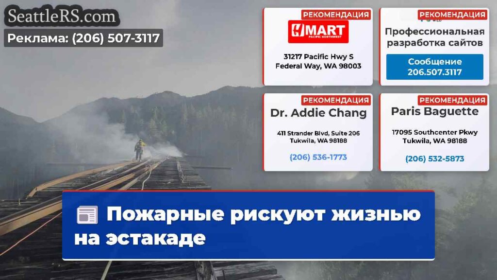 Пожарные рискуют жизнью на эстакаде
