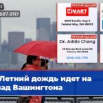 Летний дождь идет на запад Вашингтона