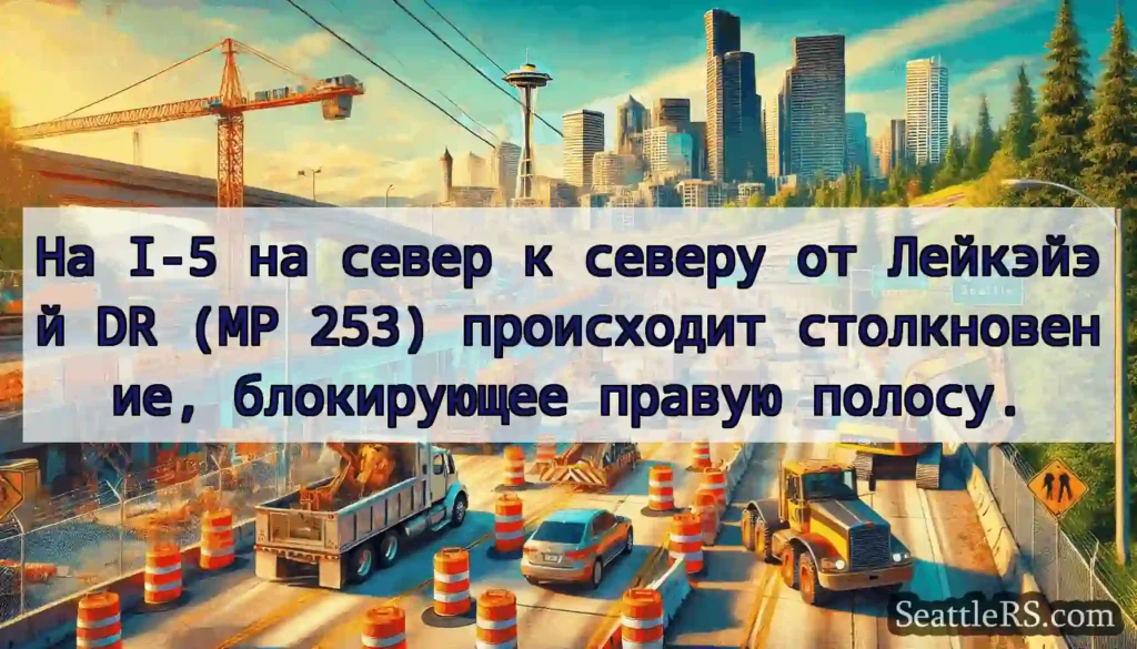 На I-5 на север к северу от Лейкэйэй DR (MP 253)