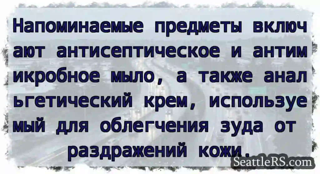 Напоминаемые предметы включают антисептическое и