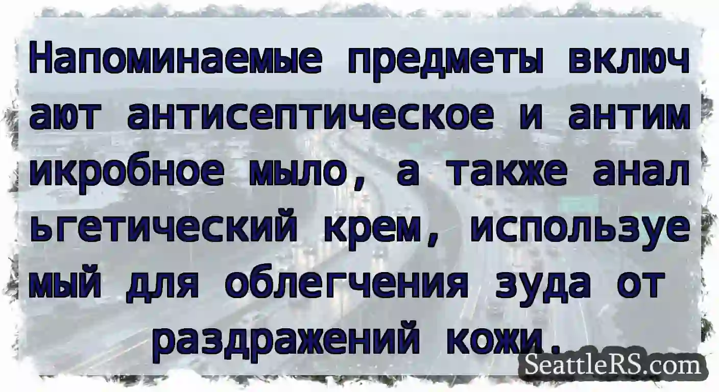 Напоминаемые предметы включают антисептическое и