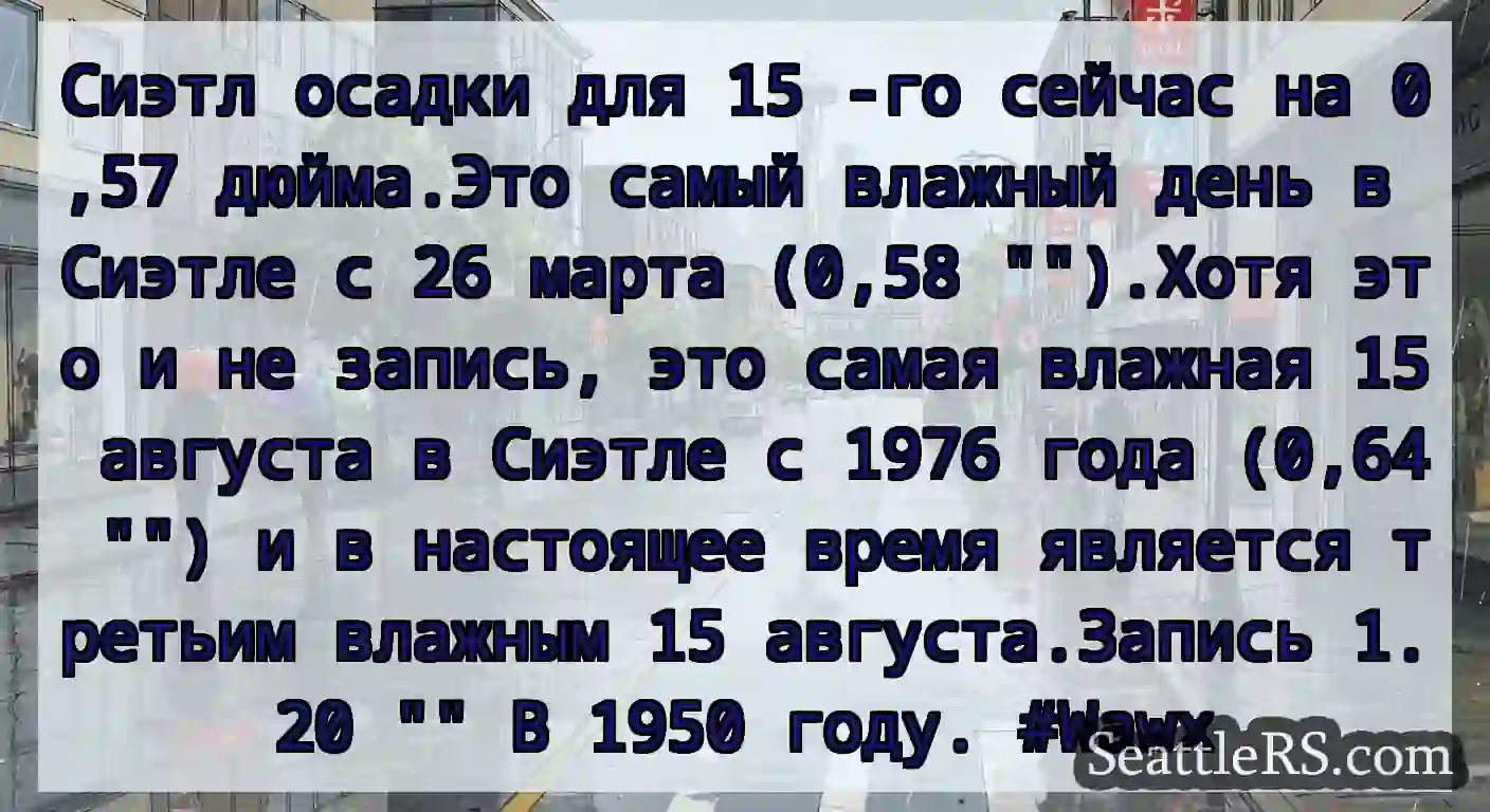 Сиэтл осадки для 15 -го сейчас на 0,57 дюйма.Это