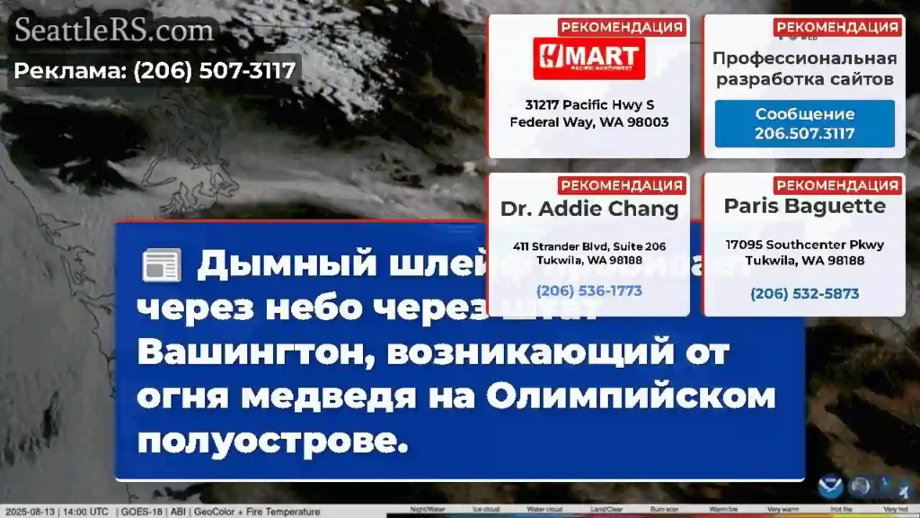 Дымный шлейф пробивает через небо через штат