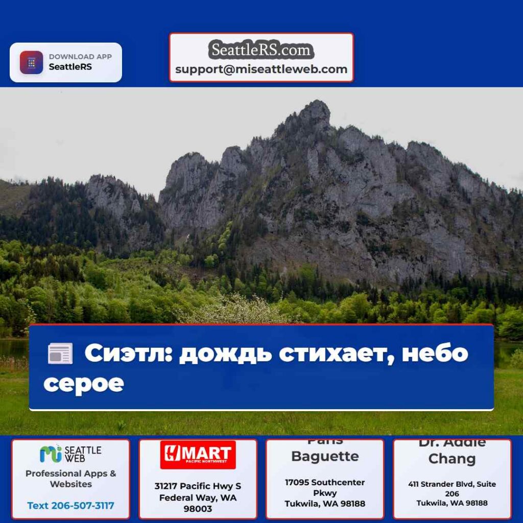Сиэтл: дождь стихает, небо серое