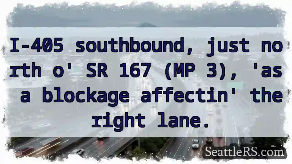 I-405 Sud: Bloqueio na faixa direita