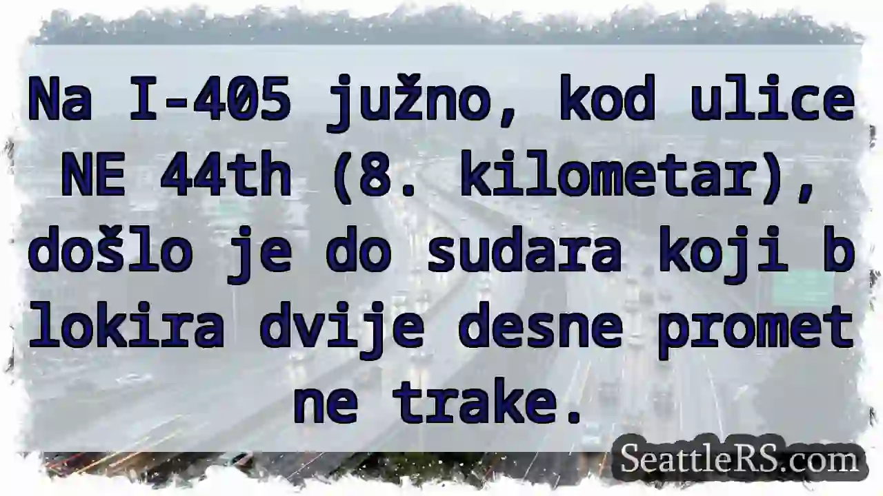 Sudar na I-405! Blokirane dvije prometne trake.