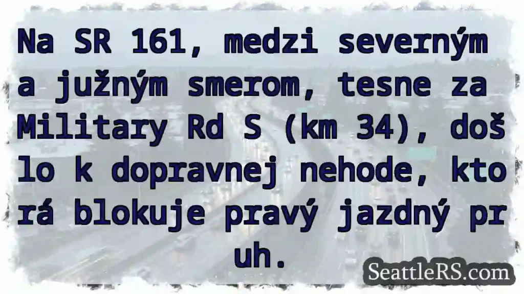 Dopravná nehoda! Pravý pruh blokovaný.