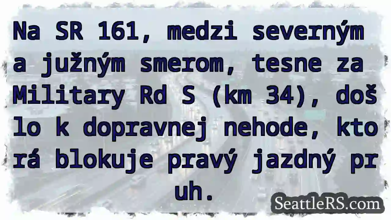 Dopravná nehoda! Pravý pruh blokovaný.