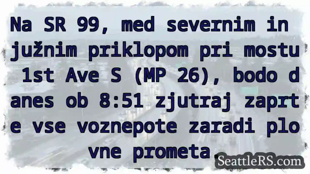 Zapore prometa na SR 99 – danes!