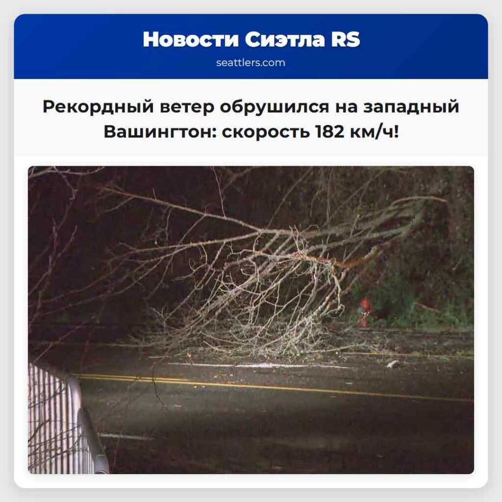 Рекордный ветер обрушился на западный Вашингтон:
