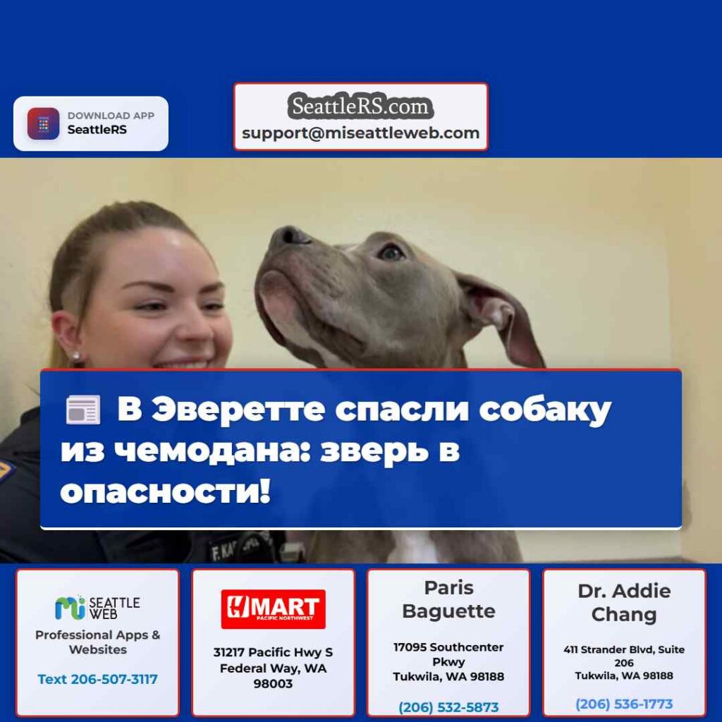 В Эверетте спасли собаку из чемодана: зверь в