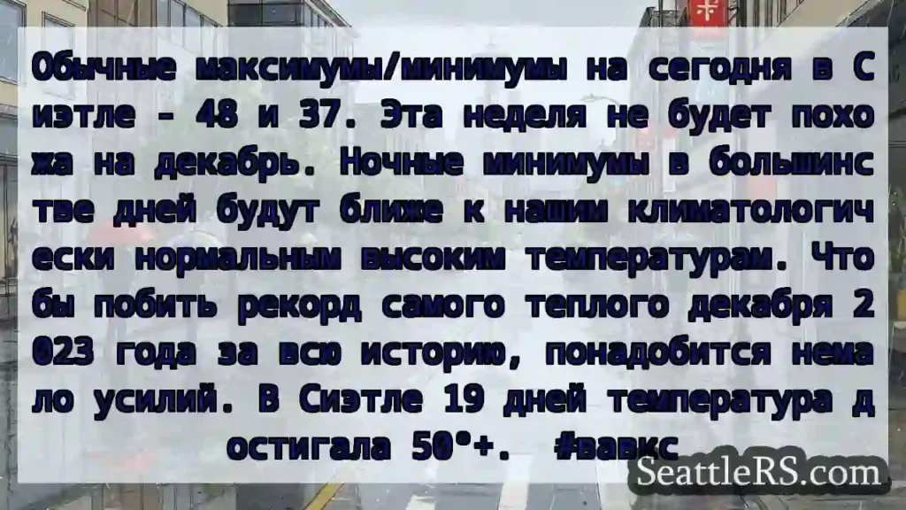 Обычные максимумы/минимумы на сегодня в Сиэтле -