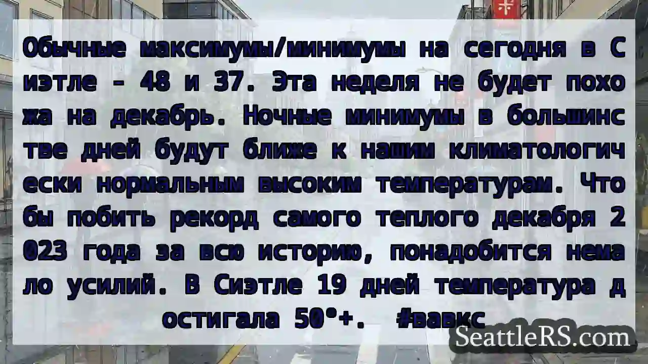 Обычные максимумы/минимумы на сегодня в Сиэтле -