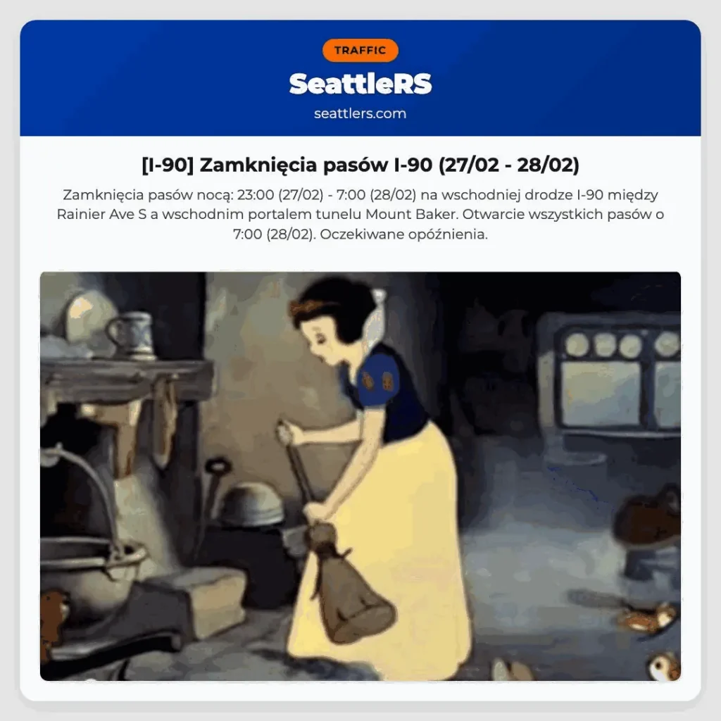 [I-90] Zamknięcia pasów I-90 (27/02 - 28/02)