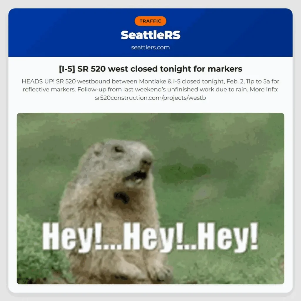 [I-5] SR 520 west closed tonight for markers