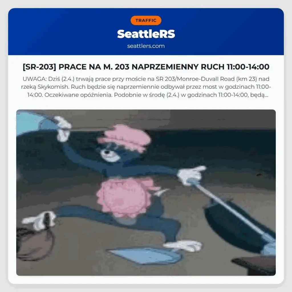 [SR-203] PRACE NA M. 203 NAPRZEMIENNY RUCH 11:00-14:00