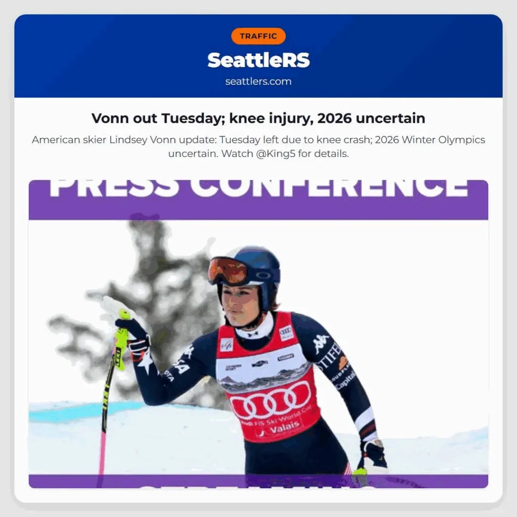 Vonn out Tuesday; knee injury, 2026 uncertain