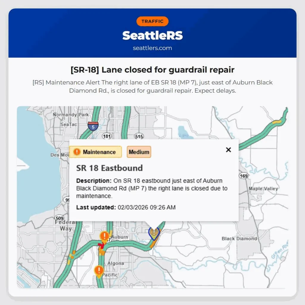 [SR-18] Lane closed for guardrail repair