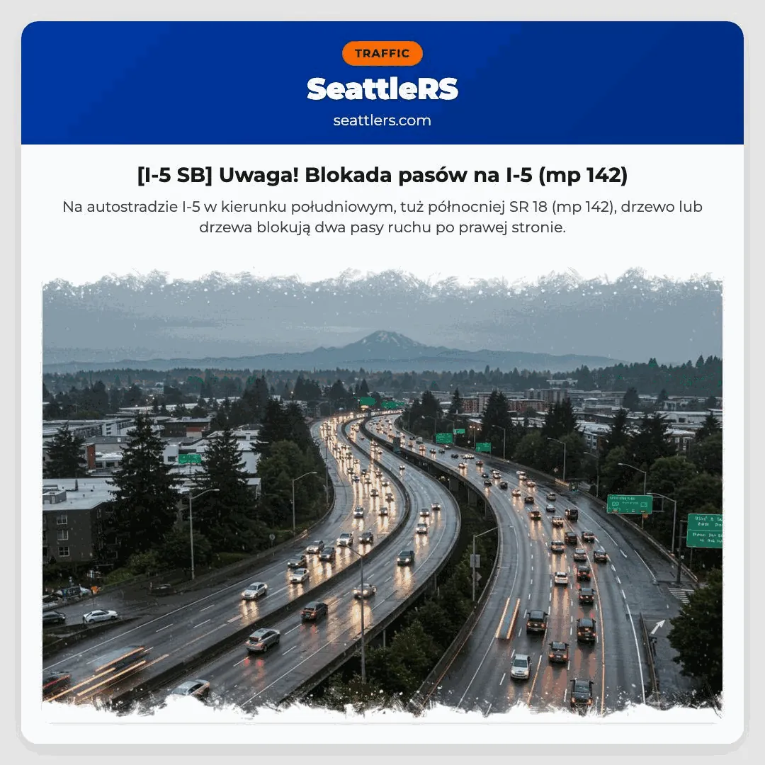[I-5 SB] Uwaga! Blokada pasów na I-5 (mp 142)