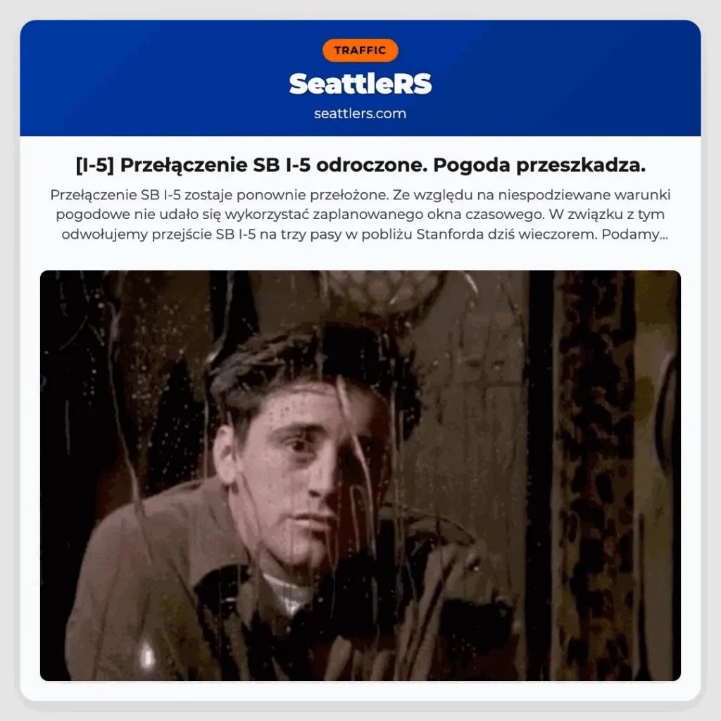 [I-5] Przełączenie SB I-5 odroczone. Pogoda przeszkadza.