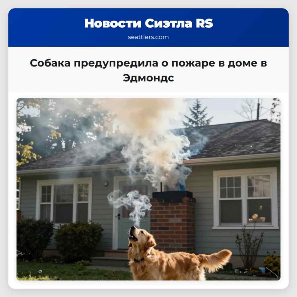 Собака предупредила о пожаре в доме в Эдмондс