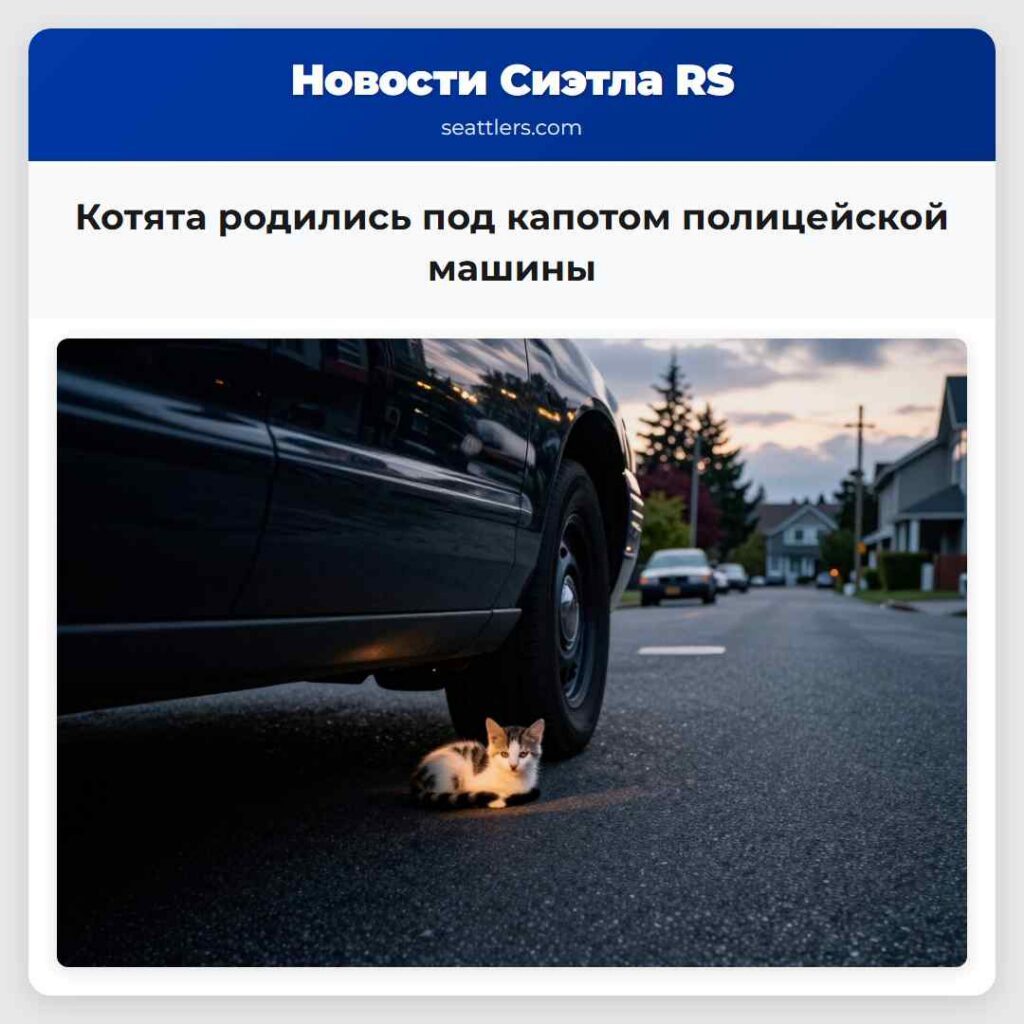 Котята родились под капотом полицейской машины