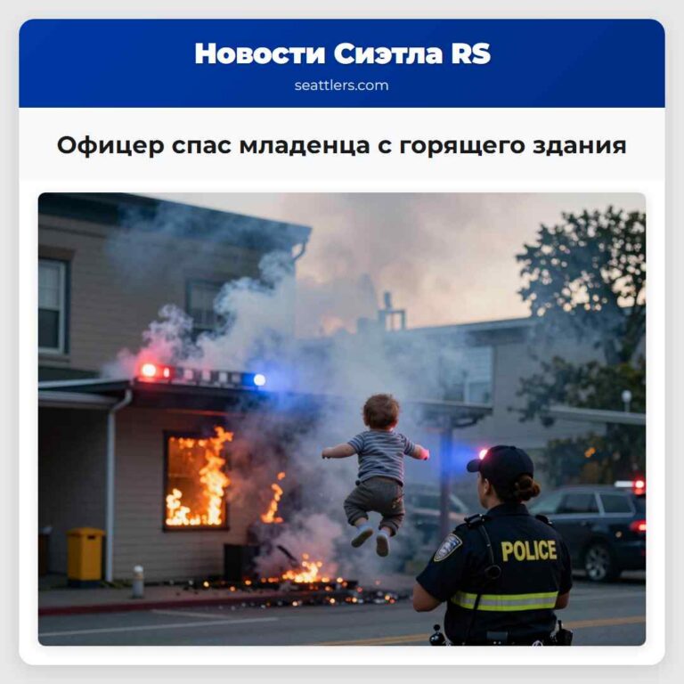 Офицер спас младенца с горящего здания