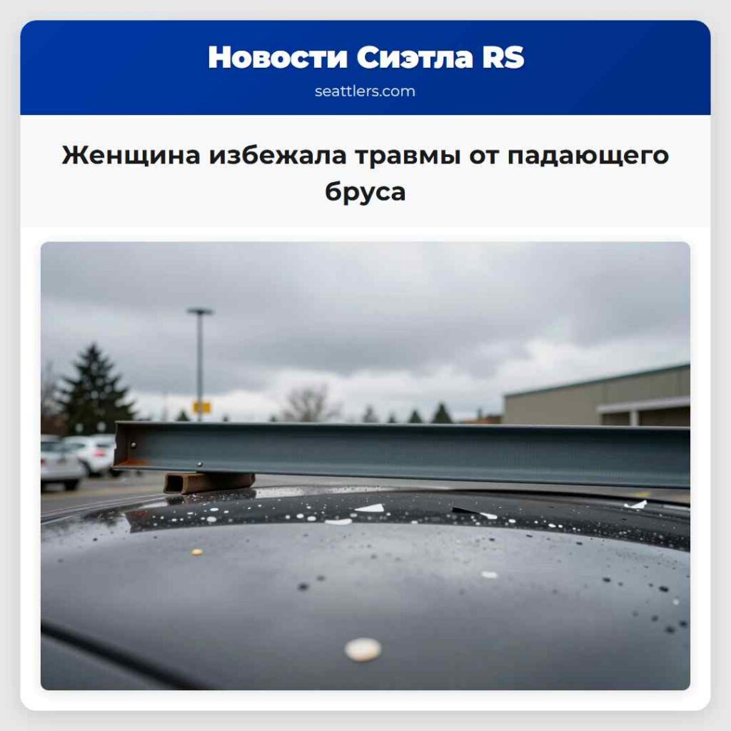 Женщина избежала травмы от падающего бруса