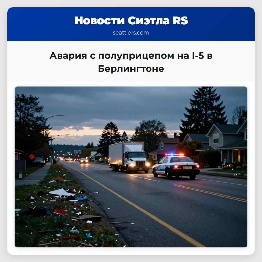 Авария с полуприцепом на I-5 в Берлингтоне