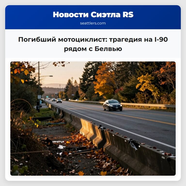 Погибший мотоциклист трагедия на I-90 рядом с Белвью