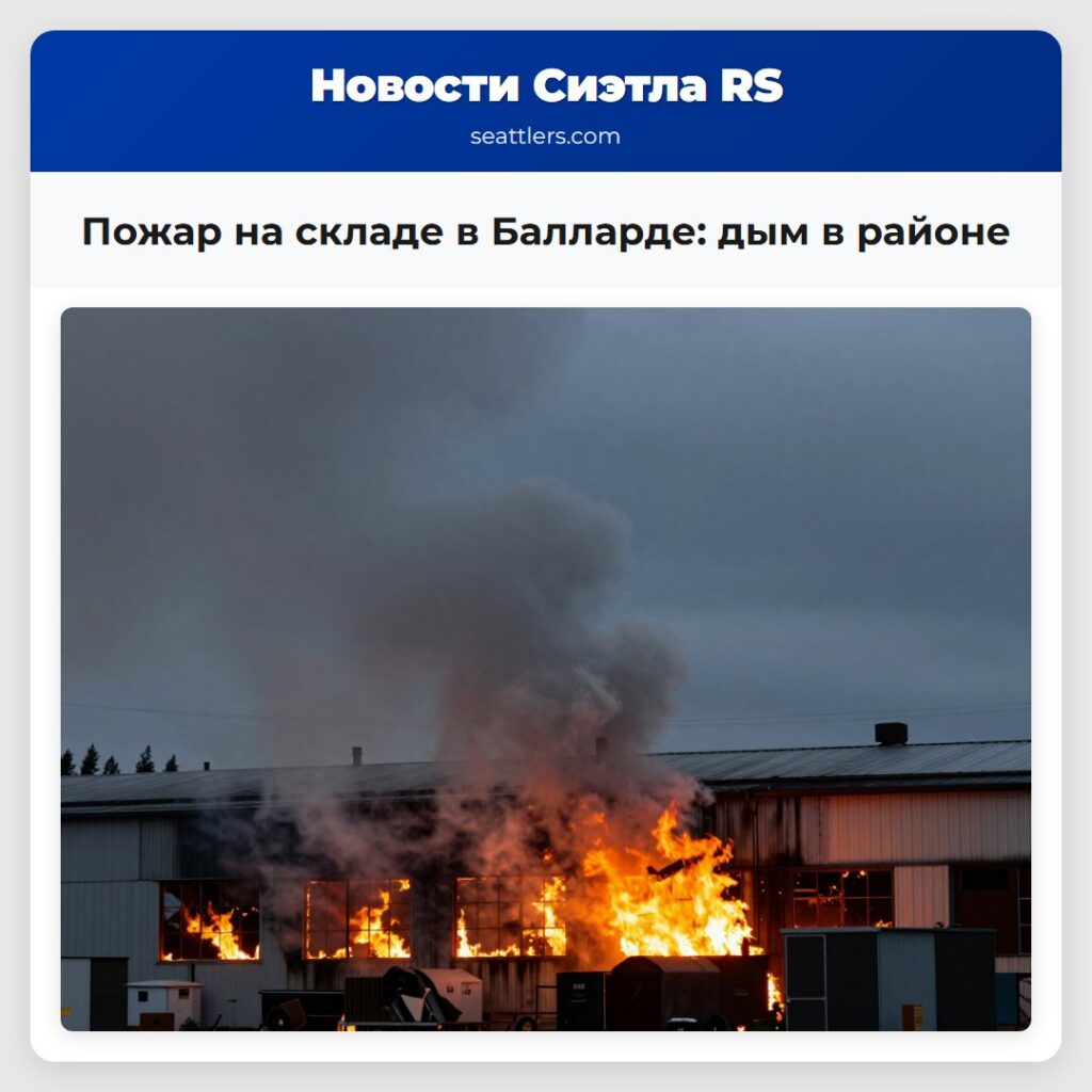 Пожар на складе в Балларде: дым в районе