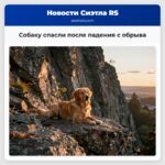 Собаку спасли после падения с обрыва
