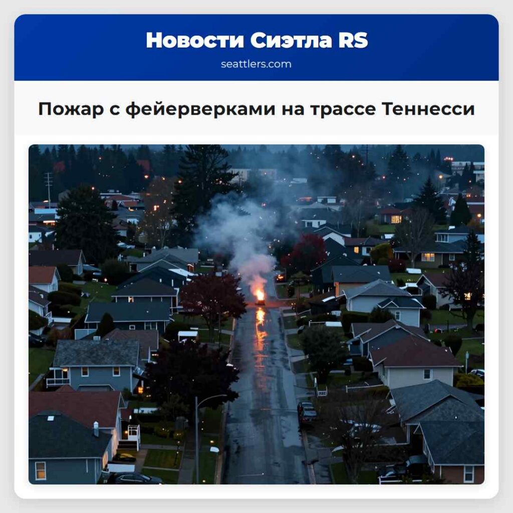 Пожар с фейерверками на трассе Теннесси
