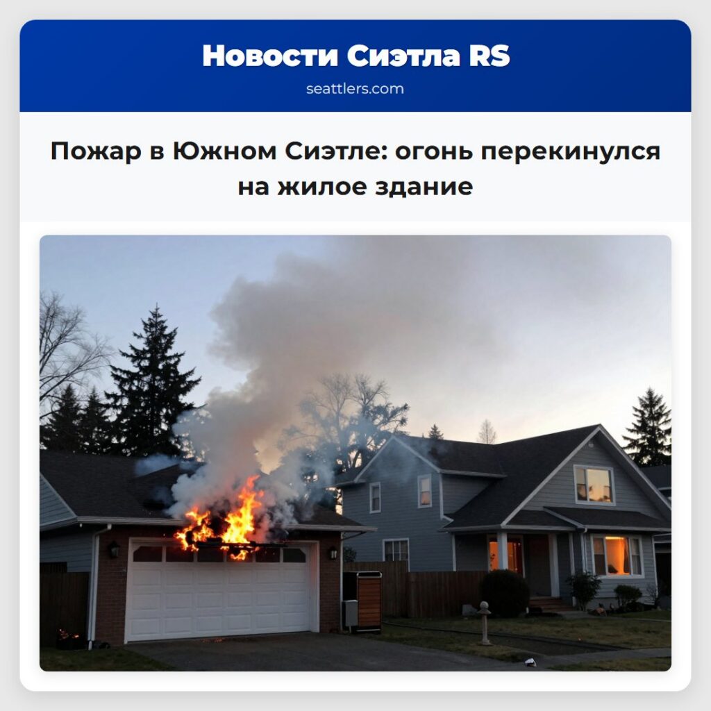 Пожар в Южном Сиэтле: огонь перекинулся на жилое