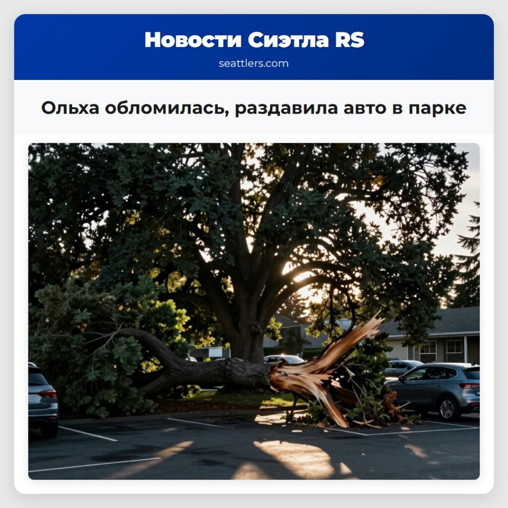 Ольха обломилась, раздавила авто в парке