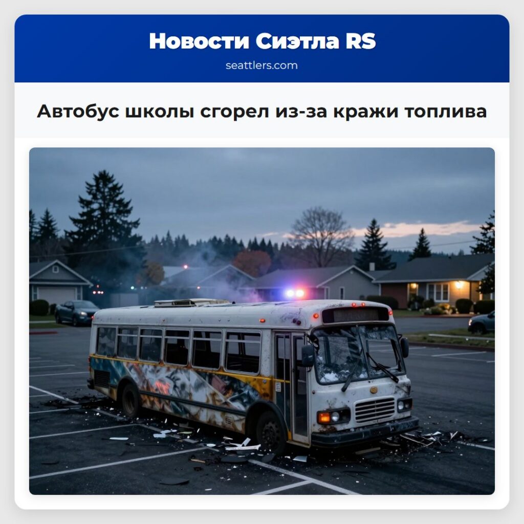 Автобус школы сгорел из-за кражи топлива