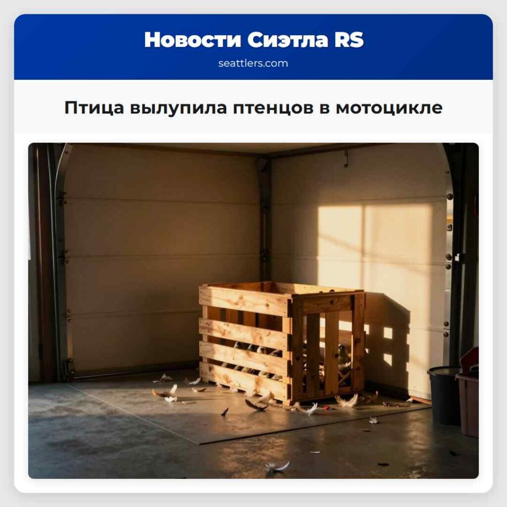 Птица вылупила птенцов в мотоцикле