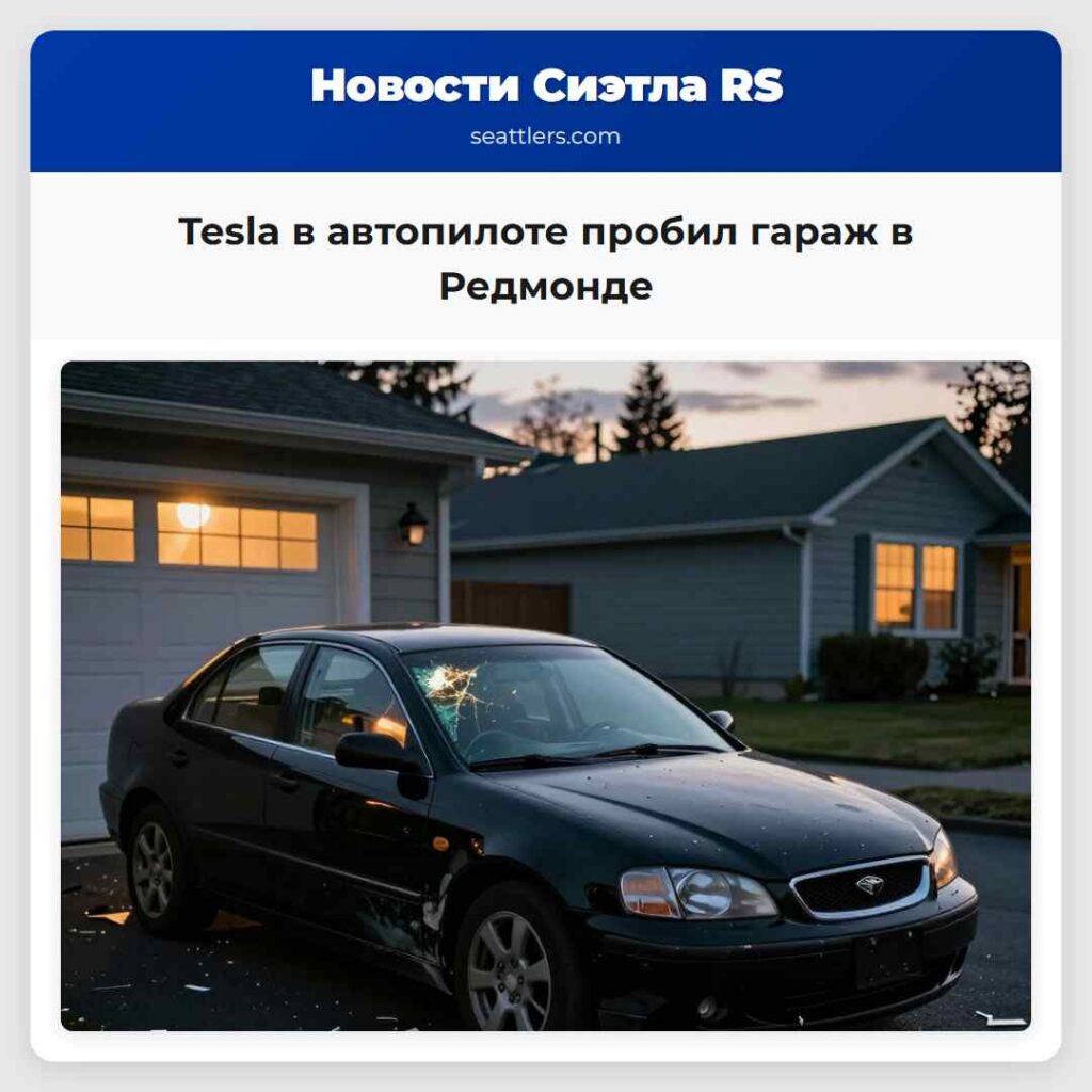 Tesla в автопилоте пробил гараж в Редмонде