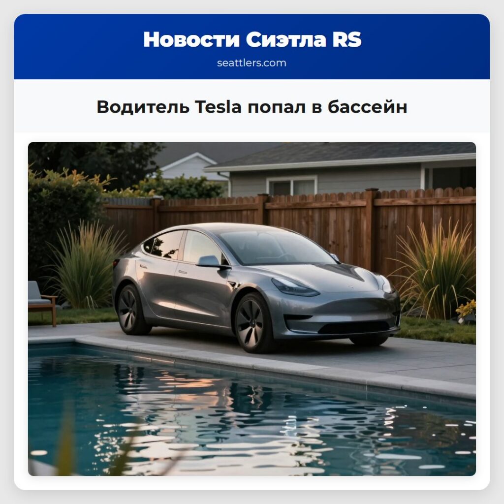 Водитель Tesla попал в бассейн