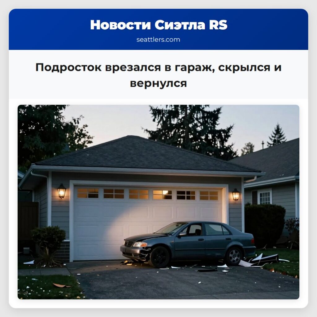 Подросток врезался в гараж, скрылся и вернулся